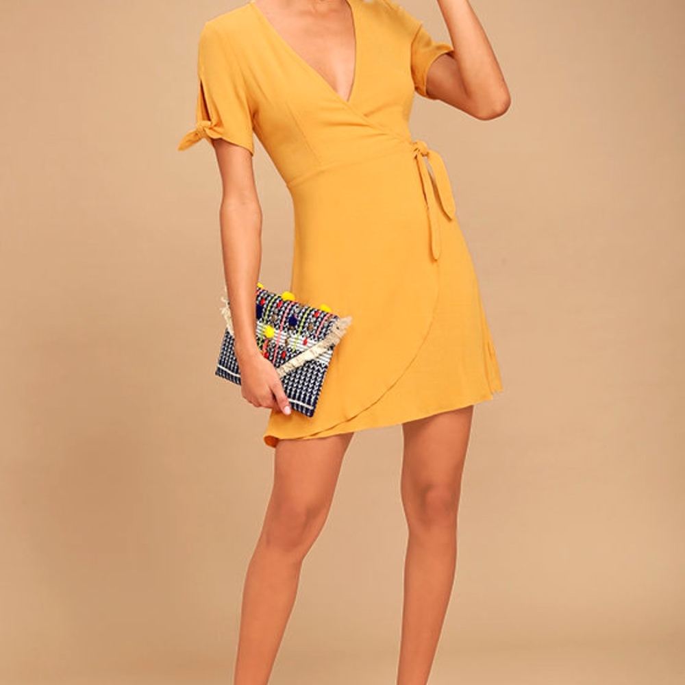 My Philosophy Golden Yellow Wrap Dress - NWT